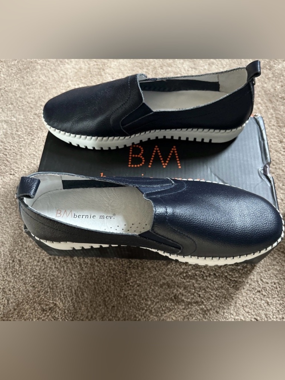 bernie mev. Navy Slip-On Casual Loafers